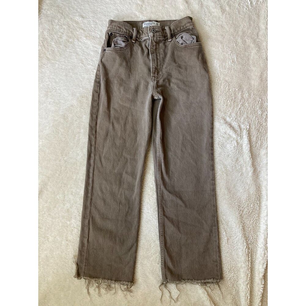 Abercombie & Fitch 90s Straight Ultra High Rise Brown Jeans 00 24x23.5
